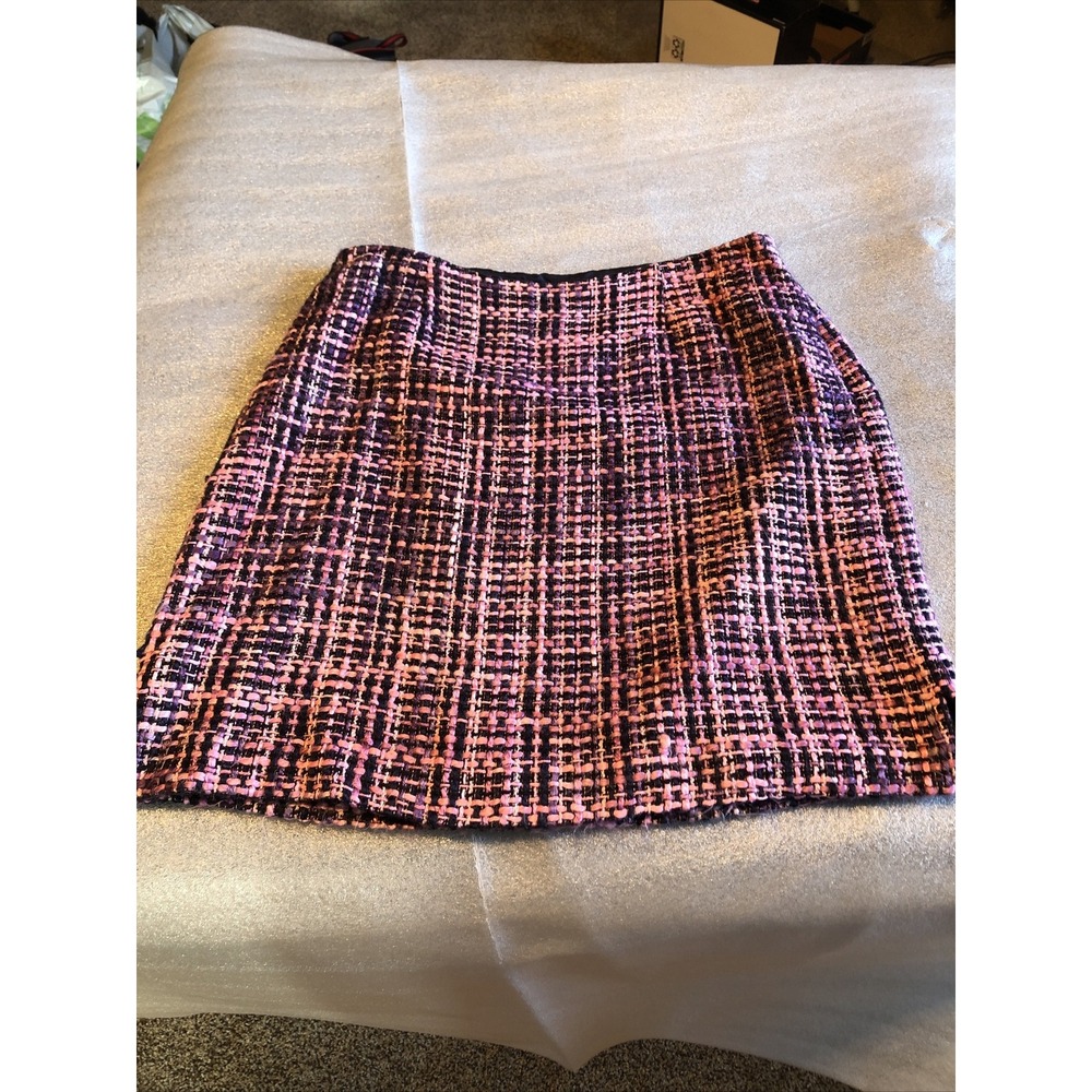 First Option Petite Skirt Size 12P Pink Purple Acrylic Polyester Woven